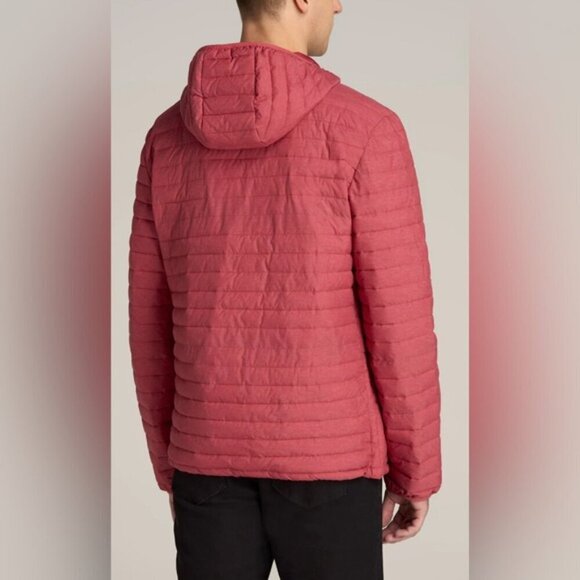 American Tall - Men's Packable Puffer Jacket - Red Space Dye. Size: XLT. (1710) - Picture 10 of 14